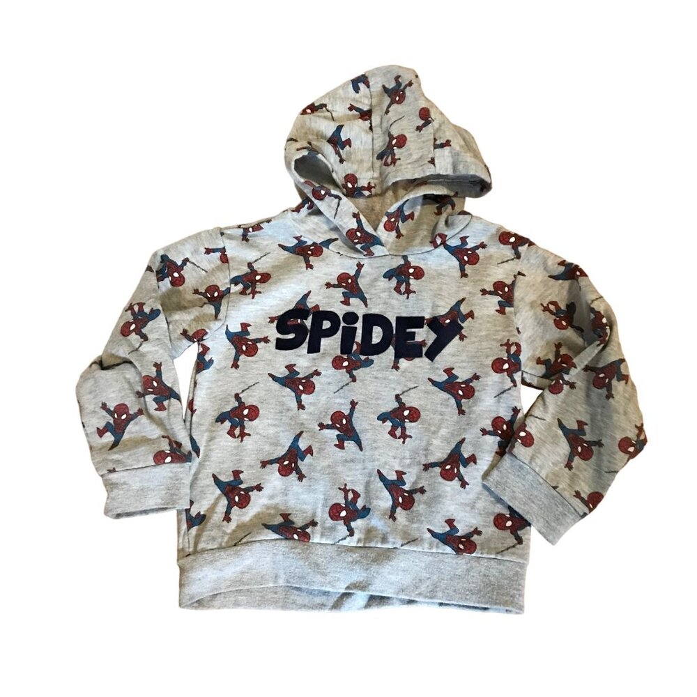 Marvel Spidey Spiderman Kids Hoodie Grey With Hood Long Sleeve Size 3T